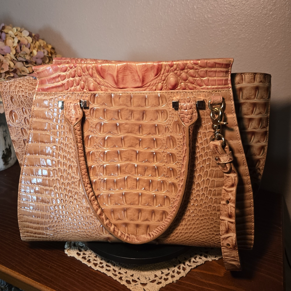 Brahmin Priscilla, Large, Tri-Colored Croc-Embossed Satchel - Picture 4 of 8